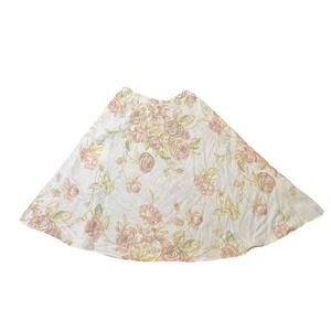 Tan Jay Floral Midi Skirt Women's Size 12 Elastic Waist A-Line‎ Skirt